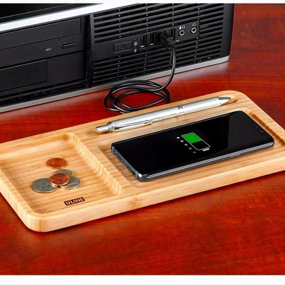 Uline Bamboo Wireless Dock & Charging Station